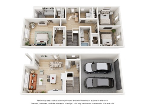 Floor plan for 3 beds, 3 baths, 1471 sqft